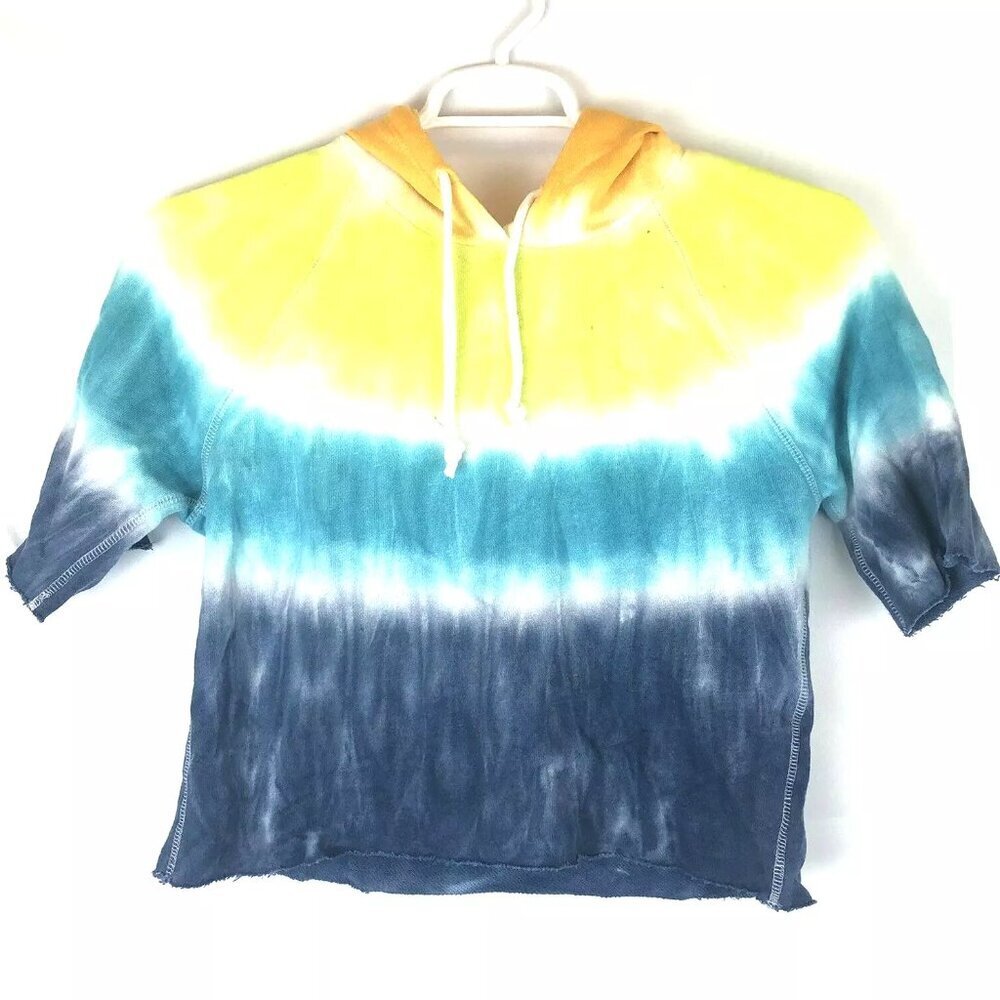 Chaser Women’s Linen French Terry Multicolor Pullover Cropped Hoodie, Size Small